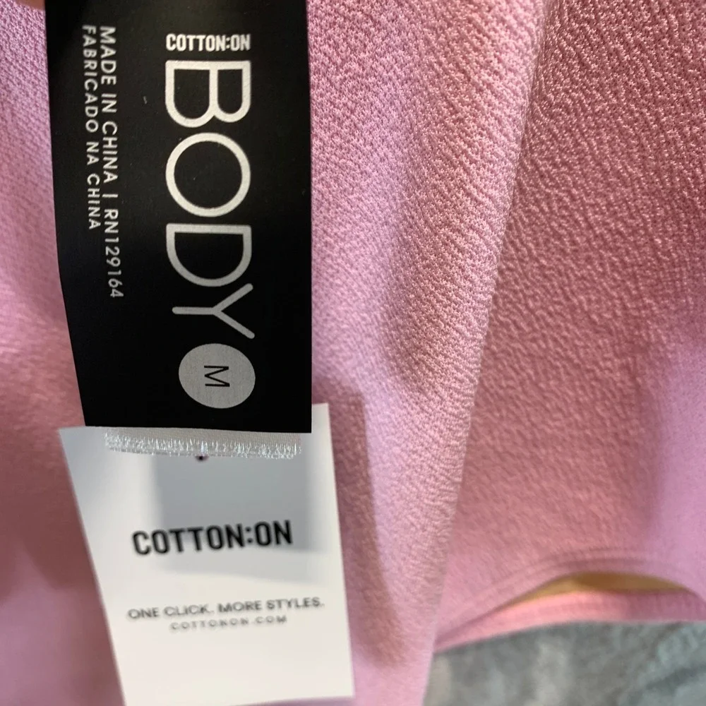 Cotton On Body Pink Pirouette Crepe Low Scoop One Piece Swimsuit Medium NWT